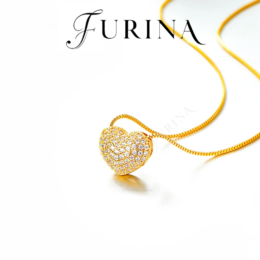 

Furina 18K Gold Plated Heart Necklace 5A Zircon Pendant Luxury Jewelry 2025 For Girlfriend Mother Christmas Valentine's Day Gift