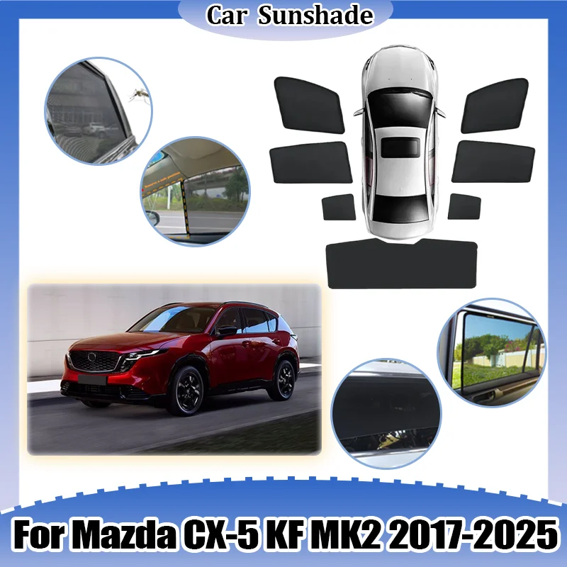 

Солнцезащитный козырек для Mazda CX-5 KF MK2 2017~2025, шторки для окон, защита от УФ-излучения, боковые дышащие накладки, аксессуары для автомобиля