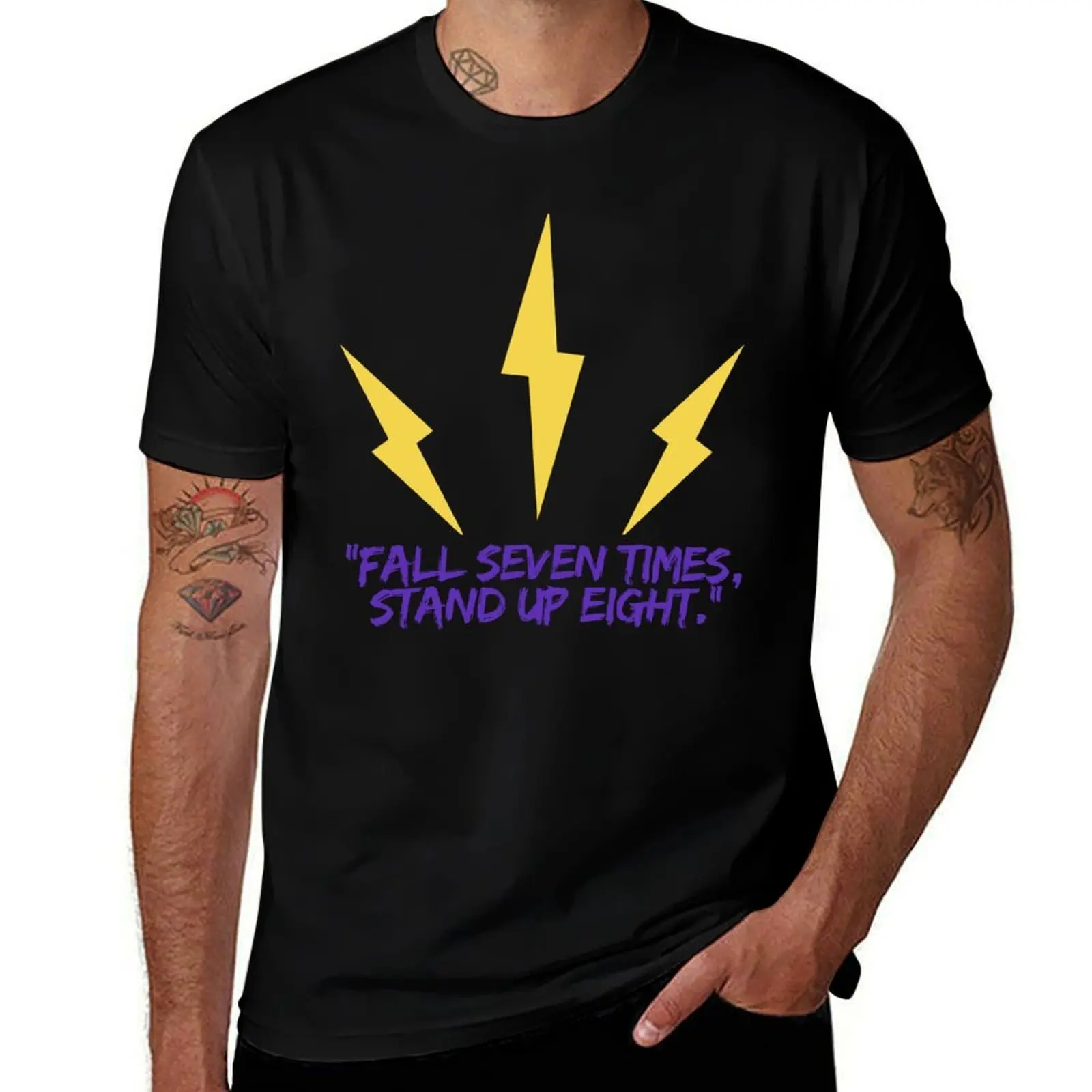 

FALL SEVEN TIMES STAND UP EIGHT T-Shirt anime figures shirts graphic tee anime designer shirts mens graphic t-shirts