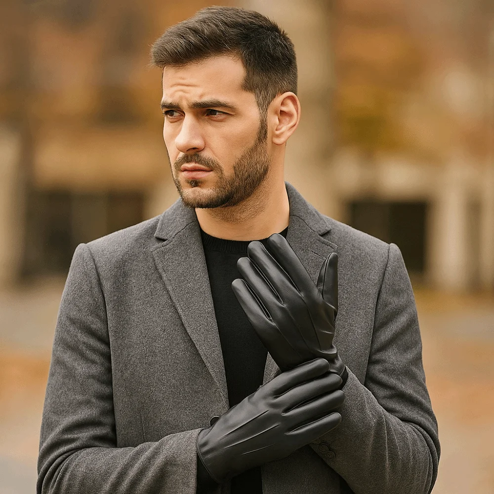 

Fashion Black Driving Gloves Punk Cool Full Finger Mittens Breathable Gothic PU Leather Gloves Sports Activities