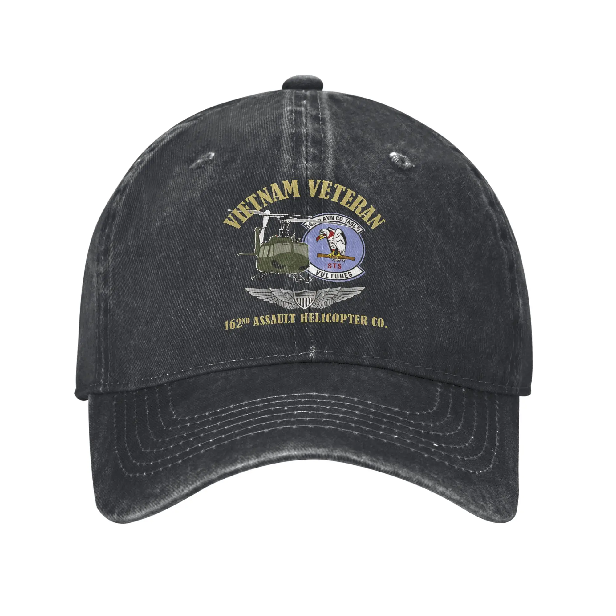 Vietnam Veteran 162nd Assault Helicopter Baseball Caps Distressed Denim Sun Cap Outdoor All Seasons Travel Adjustable Fit Hat