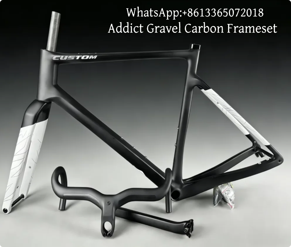 

New Addict Gravel Carbon Frameset Internal routing Gravel Race Bike Frameset Disc Carbon Frameset BB86 Width 86.5mm Custom color