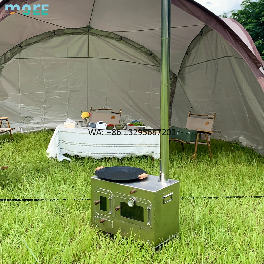 

SeeMore Selection Кулинария на открытом воздухе Портативная дровяная печь с дымоходными трубками Портативная палаточная печь с контролем тепла