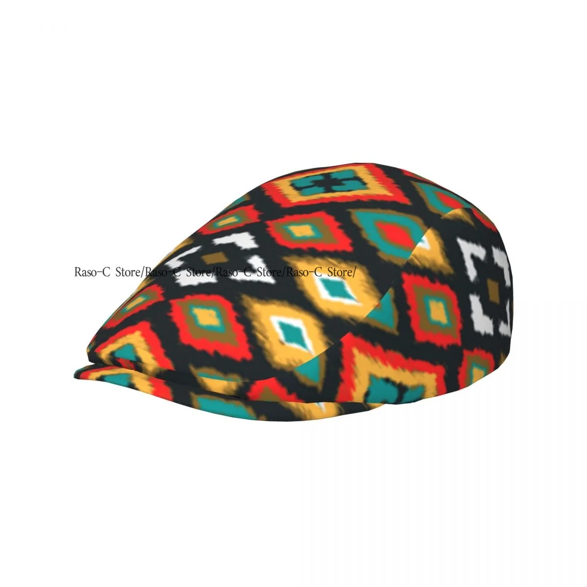 Unisex Adult Forward Peaked Cap Geometric Folklore Diamonds Tribal Ethnic Newsboy Flat Cap Casual Streetwear Ivy Driving Hat