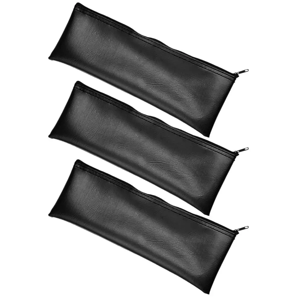 

3 Pcs Microphone Bags Wireless Mic Cases Black Zipper for Travel Outdoor Storage PU Dustproof Sound Video Accessories