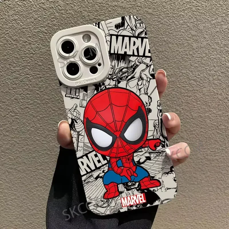 Marvel Spider Man Soft Silicone Phone Case for iPhone 16 15 Pro Max Cases 14 Max 13 Pro Max 12 11 X XS XR 7 8 Plus SE Back Cover