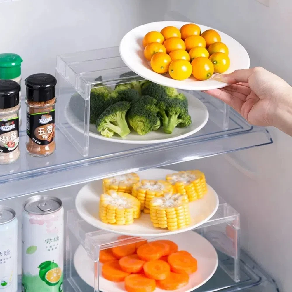 Transparent Refrigerator Storage Rack Save Space Thickened Refrigerator Organizers Fridge Layered Separator Shelves Kitchen