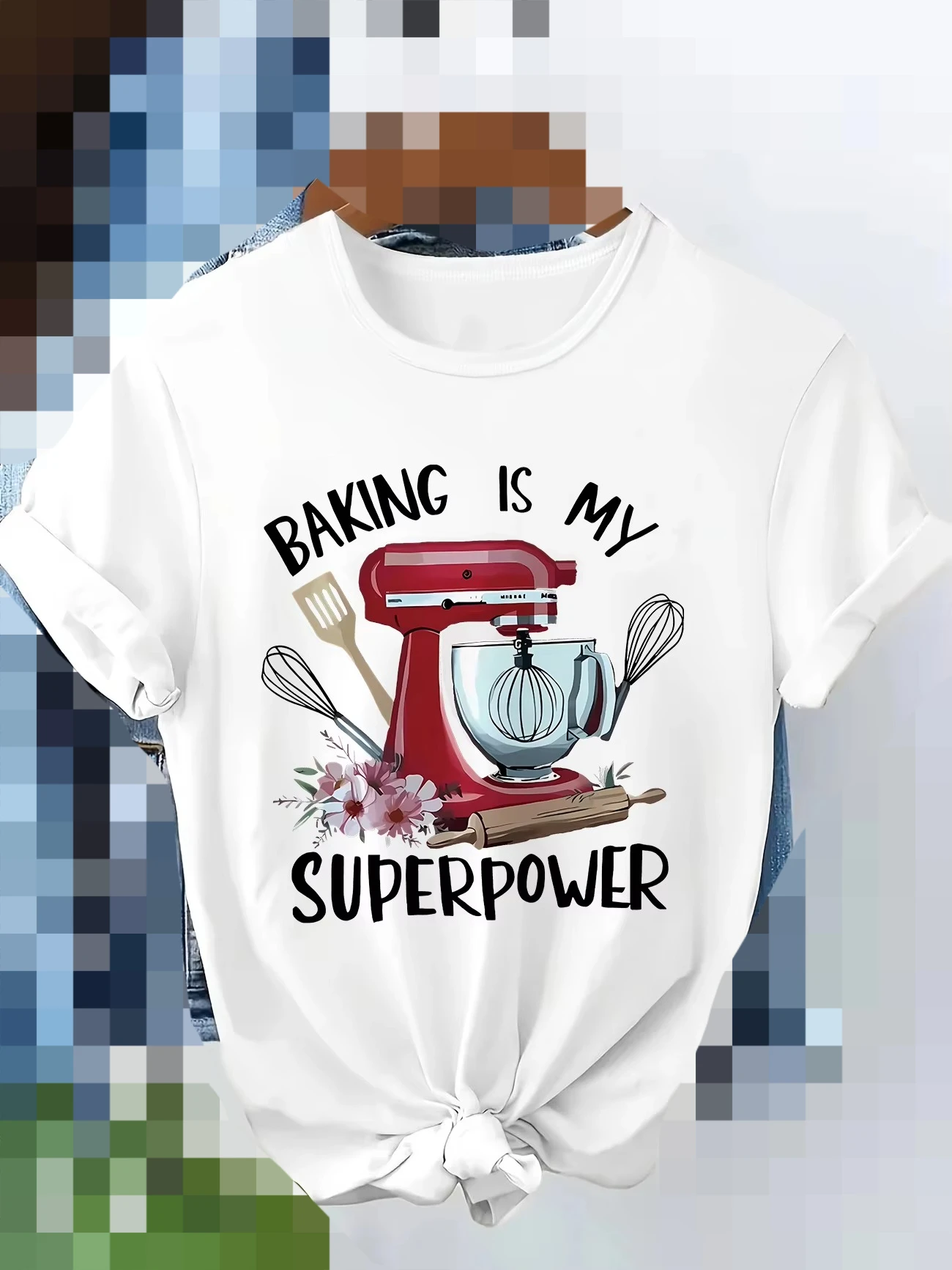 Funny Baking Is My Superpower Cute Casual Y2k Fashion T-shirt Print Short Sleeve T Shirt Top Tee Summer Ladies Girls Shirt S-5xl
