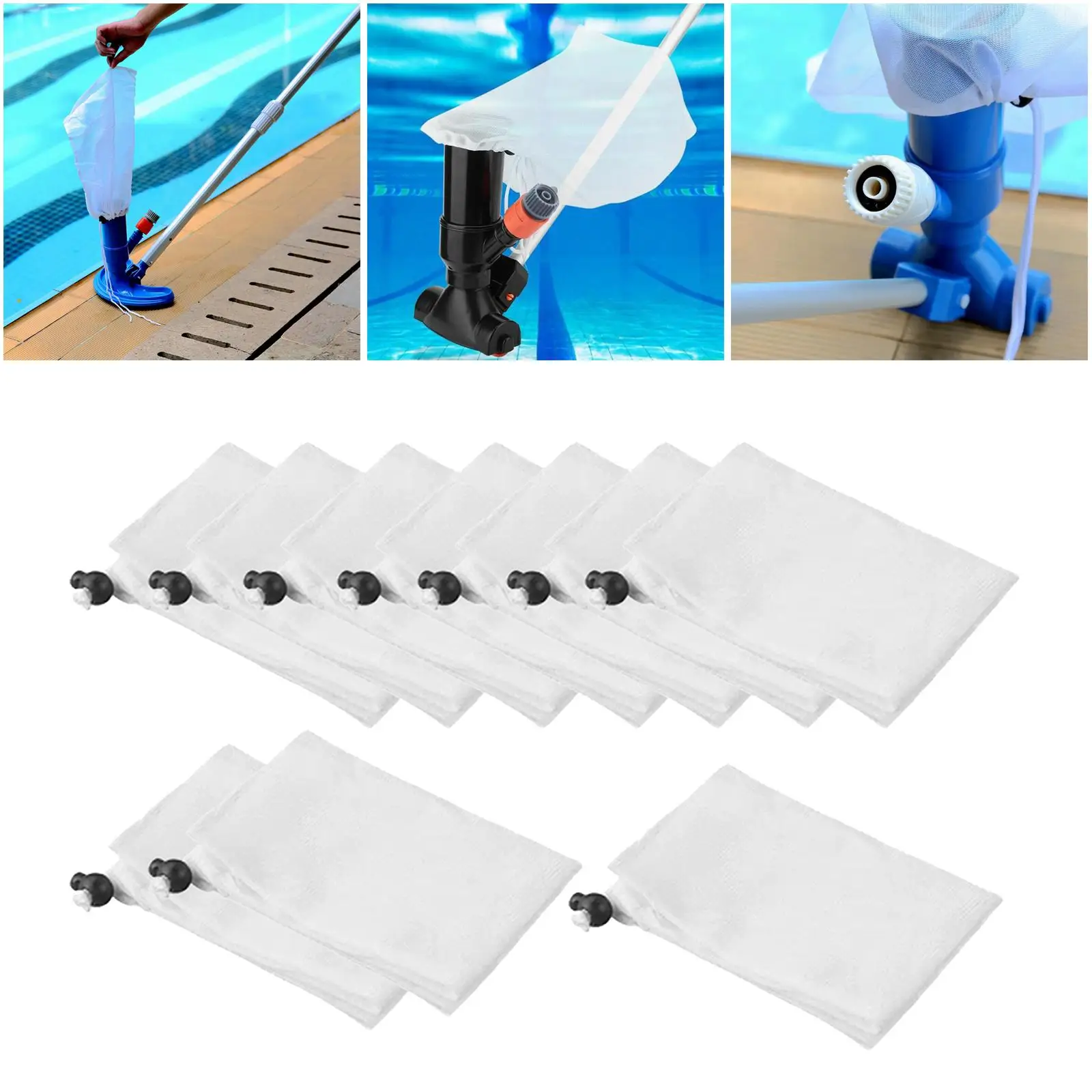 

10Pieces Fine Mesh Bag Cleaning Bag for Pool Leaf Aquarium Pond