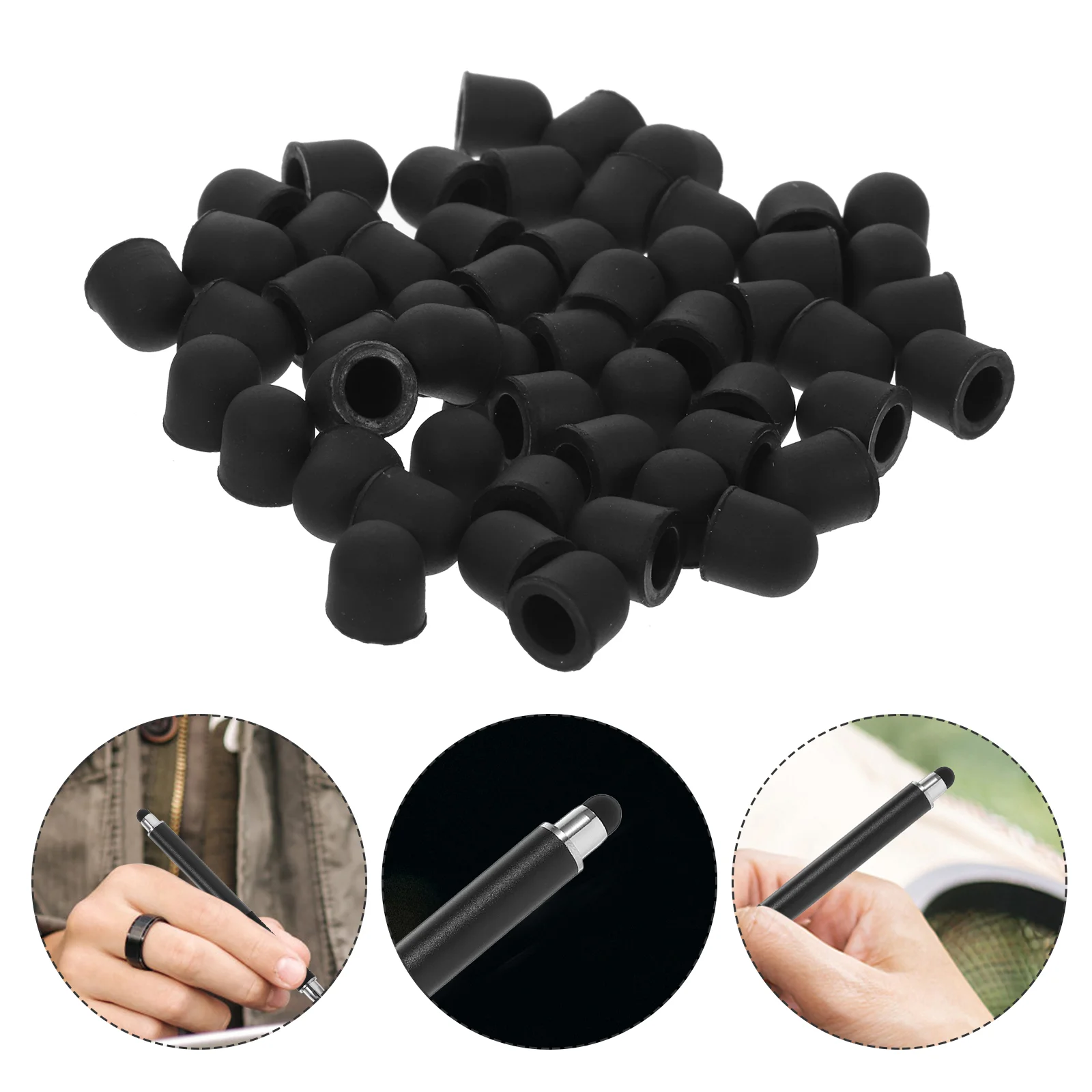 50 stuks Disc Pen Tip Capacitieve Zuignap Geleidende Vezeldoek (nano Zilver Draad Tip) Tips voor Stylus Vervanging Silicagel