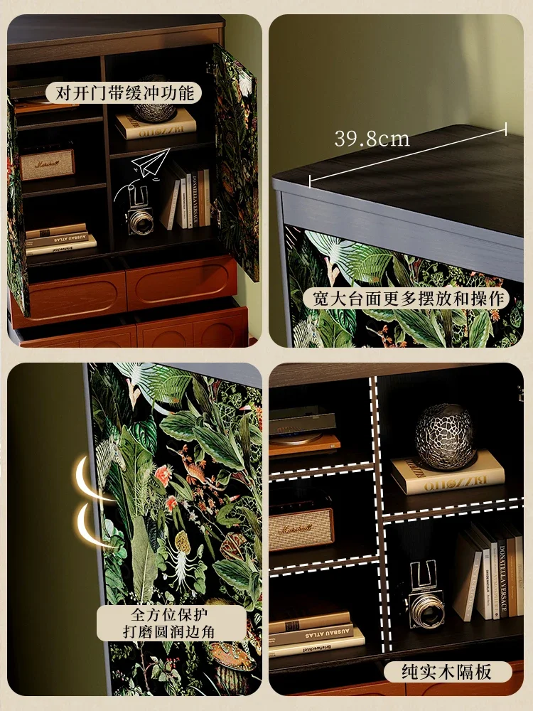 

Wall solid wood high bucket cabinet American antique ash wood storage cabinet