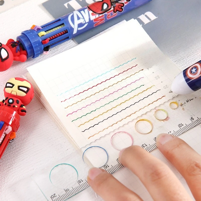 Marvel Spider-Man Iron Man stationery, ballpoint pens, multi-color  for school，marking, cartoon press-type design，reward