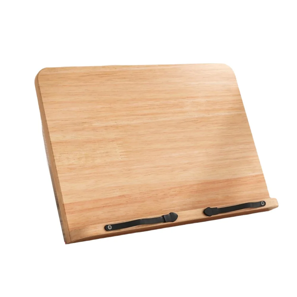 Adjustable Angle Book Holder Tray Foldable with Clip Reading Rest Tablet 8 Modes Multi-Position Support Wooden Reading Stand