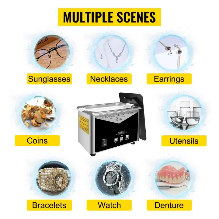 SIHAO Ultrasonic Cleaner Stainless Steel Jewelry Glasses Washing Machine Home Appliance for Deep Cleaning - view 6