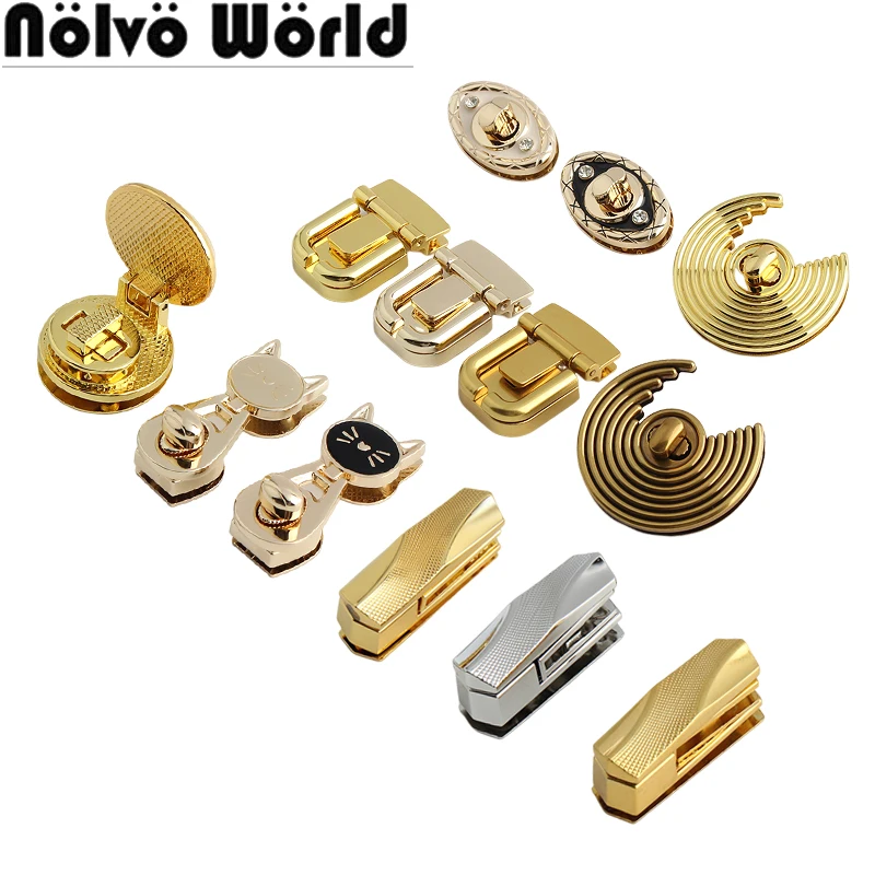 Moon,Round Shape Metal Push Lock Clasp Press Locks For Leather Craft Women Shoulder Bags Handbag Twist Turn Lock DIY Accessories