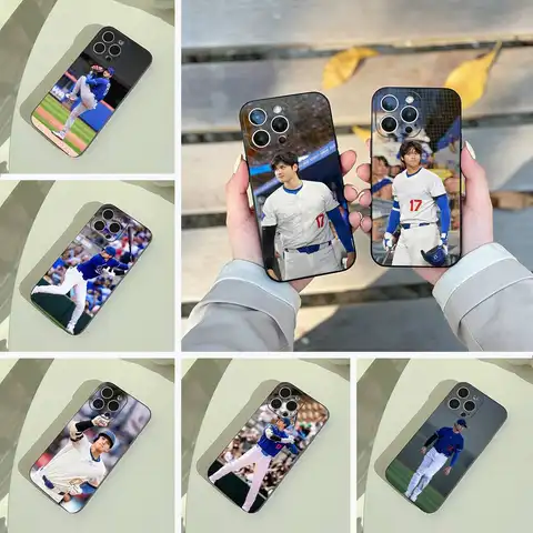 Coque de téléphone souple noire Baseball S-Shohei Ohtani pour iPhone 17, 16, 15, 14, 13, 12, 11 Pro Max, 16/15/14 Plus, XS