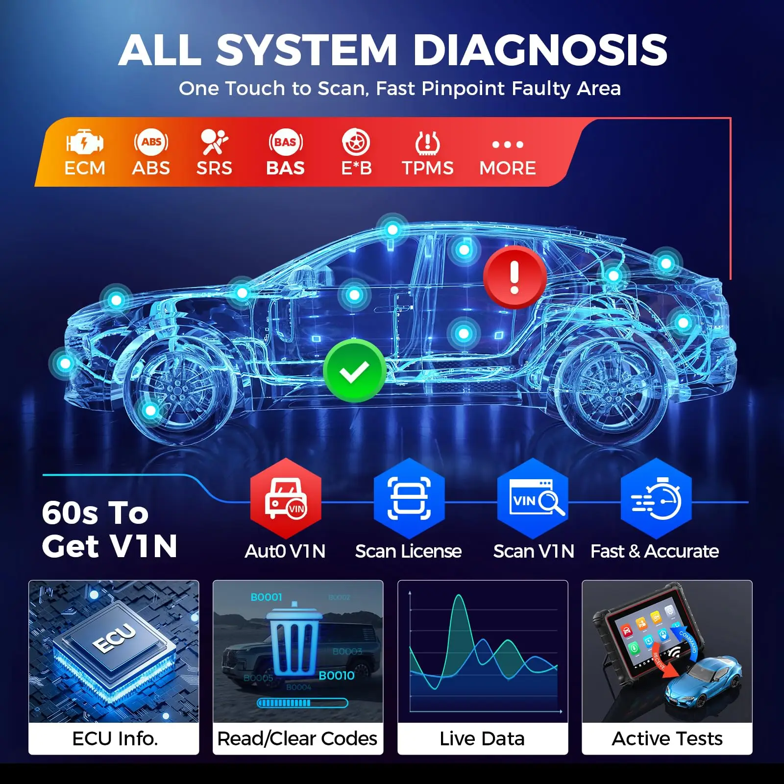 2026 Newest Autel MaxiCOM MK900 MK900BT MK900TS Car OBD2 Scanner Tools 3K+ Active Tests 40+ Service CAN-FD&DOIP All System FCA