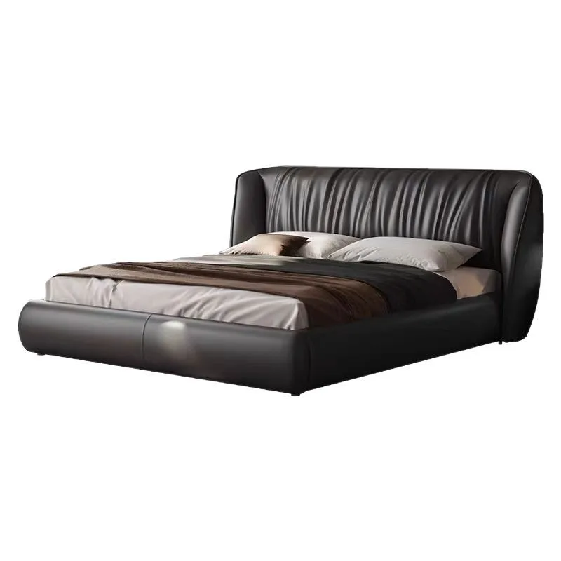 Couro preto minimalista italianoFirst camada de couro cama de casal Masterroom designer cama moderna Archibald