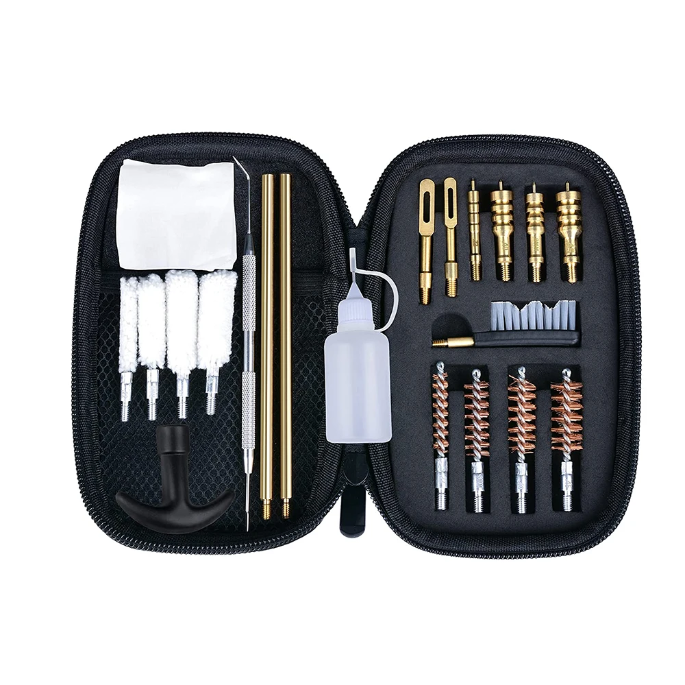 21PCS Universal Tactical Gun Cleaning Kit for Handgun Rifle Gun Brush Tool for .22/.38/9mm/.40/.45 Caliber Hunting Accessories