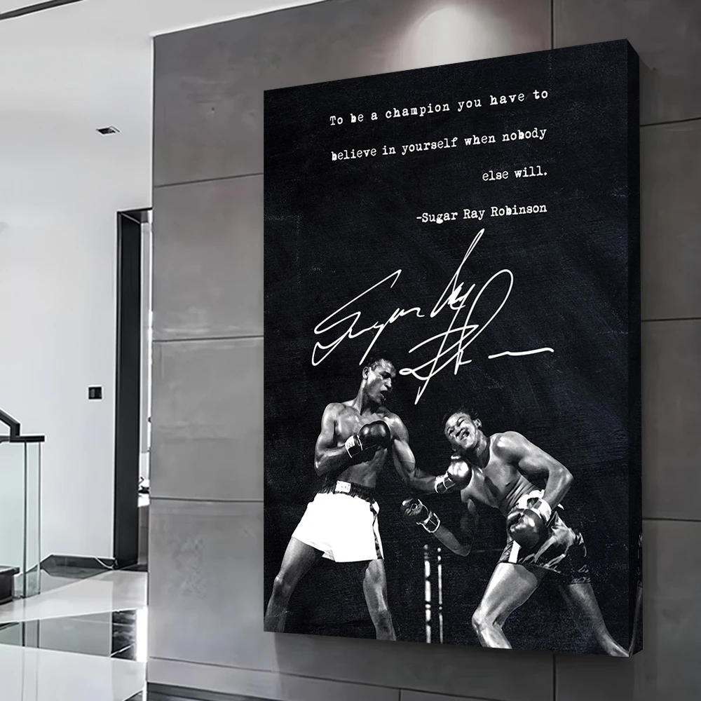 Sugar Ray Robinson Boxing Poster Customizable Printed Canvas Painting for Pictures Wall Art Gaming Room Decoration Home Interior