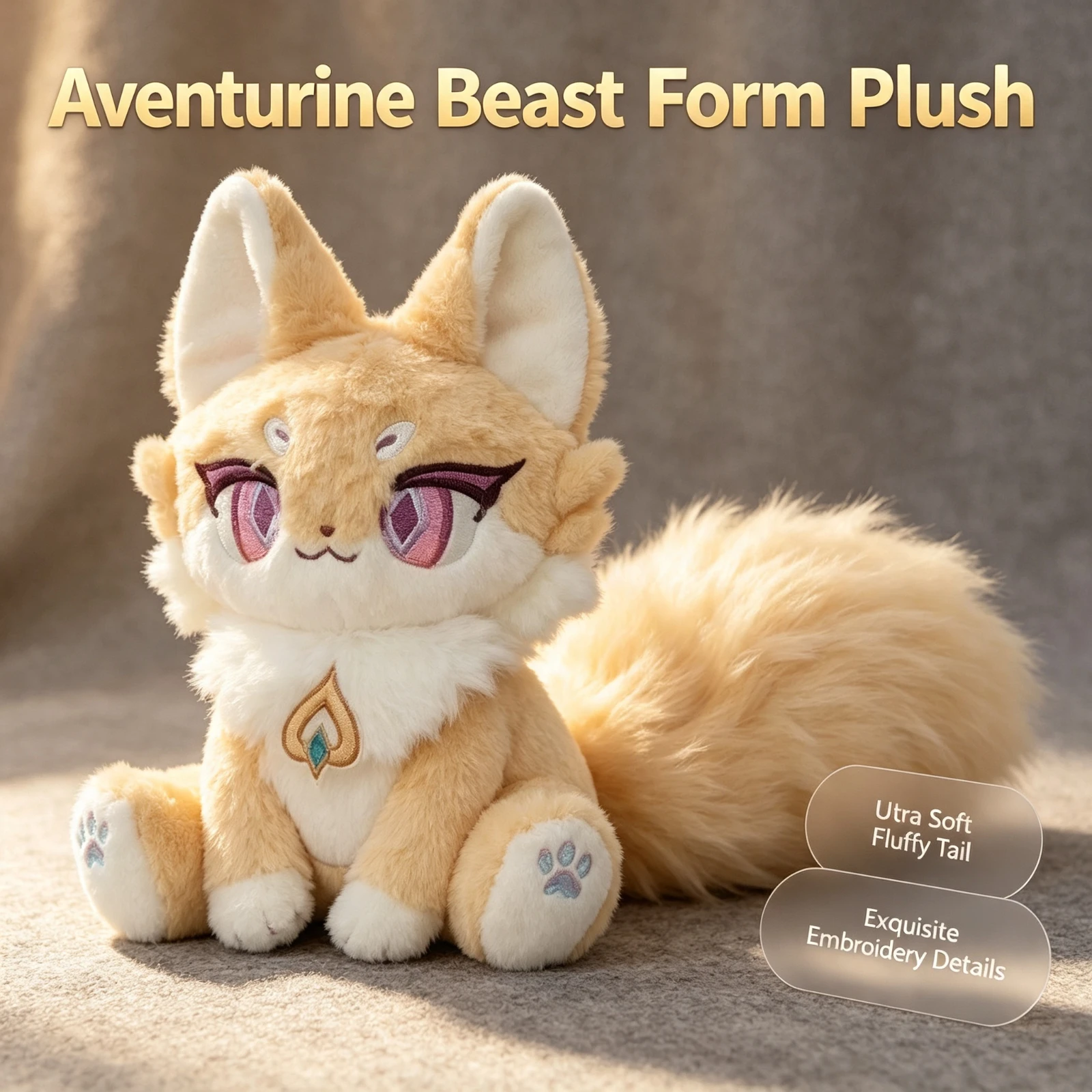 20cm Honkais Star Rails Aventurine, Plush Toy Stuffed Animal Doll, Beast Form Furry Kigurumi Soft, Pillow Birthday Gift For Fans