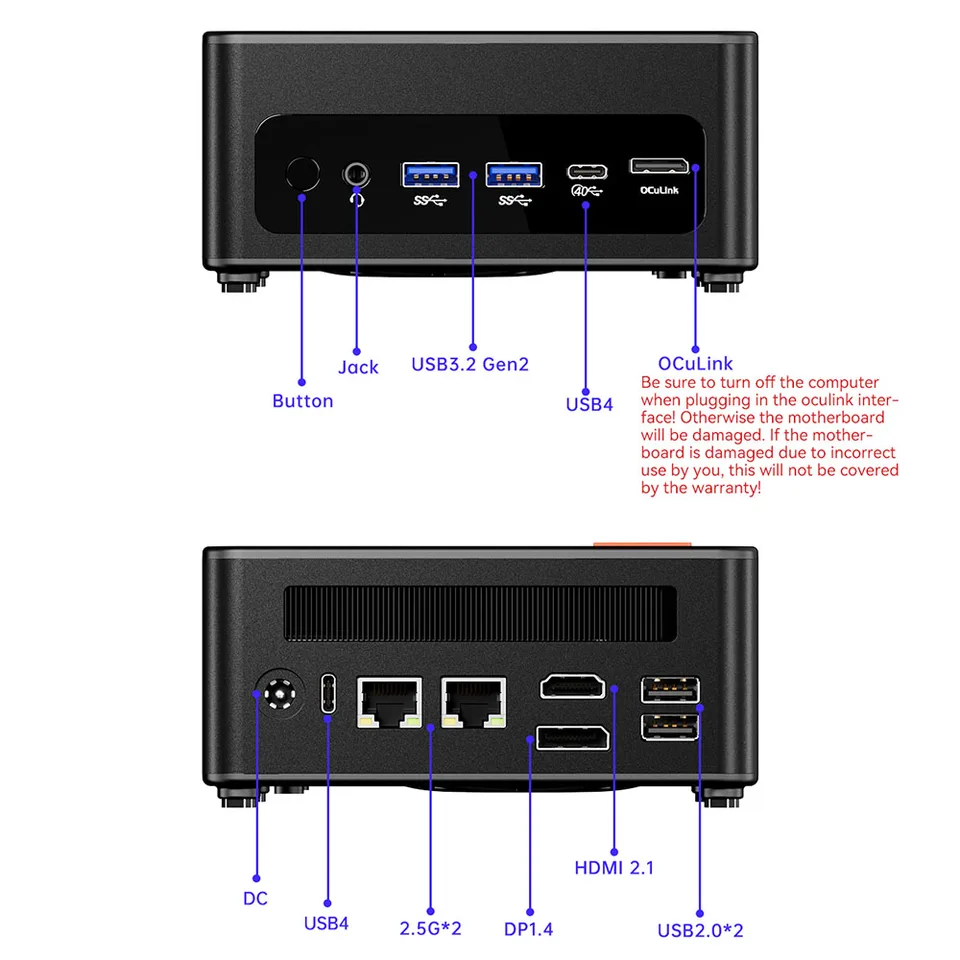 AOOSTAR GEM12 Max Mini PC Barebone (No RAM No SSD), AMD Ryzen 7