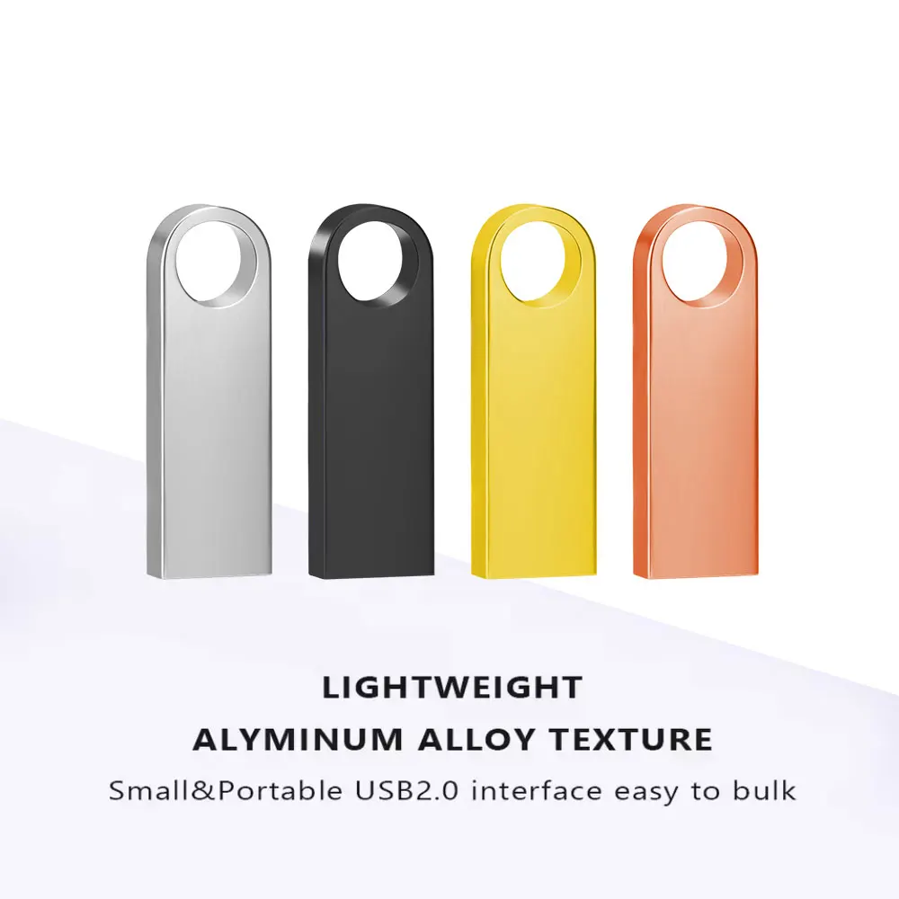 1PCS Metal USB 2.0 Flash Drive Pendrive 4GB 8GB 16GB 32GB 64GB High Speed Memory Stick U Disk 128GB Key Ring Gift