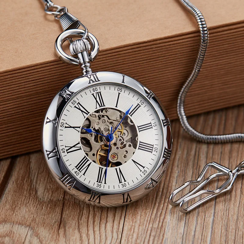 Creative Roman literal round snake chain automatic mechanical pocket watch antique gift mechanical pocket watch