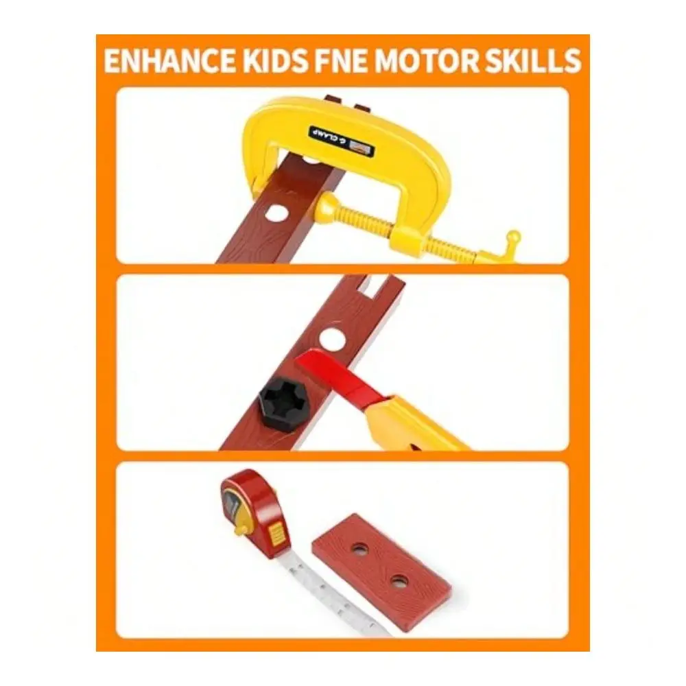 

Set With Electronic Toy Drill Construction Vest Pretend Play Toys For 3 4 5 6 Year Old Boys ABS Plastic Repair Toolkit With Lar
