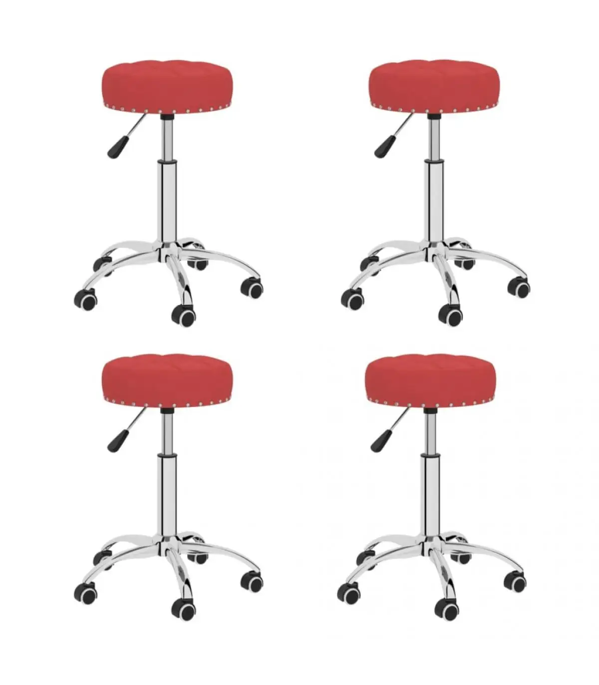 Dining chairs rotating dining chairs 4 units Red wine fabric Red