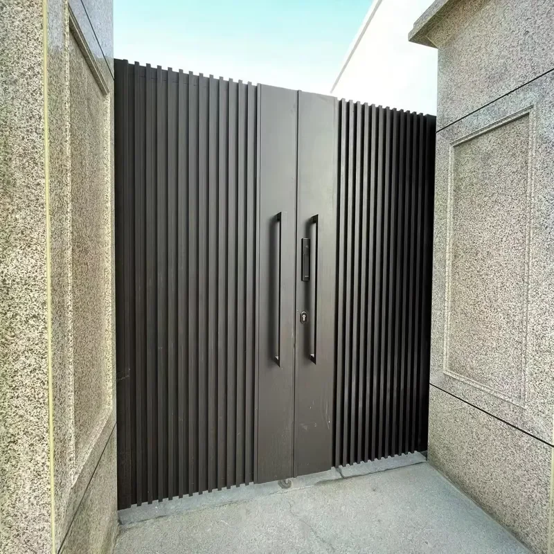 Modern New Design Wrought Iron Gate Aluminum Door Exterior Garden Fence Security Wood Farm Newest Pressure Treated Nature