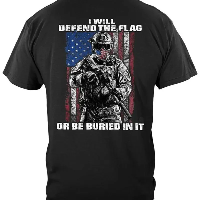 American's Flag Defend Or Be Buried In It Military 100 Cotton T shirt