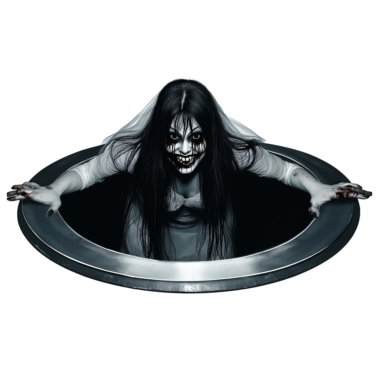 Halloween Wall Stickers Horror Long Hair Ghost Bridal Floor Stickers Bedroom Living Room Home Decoration Party Photography Props