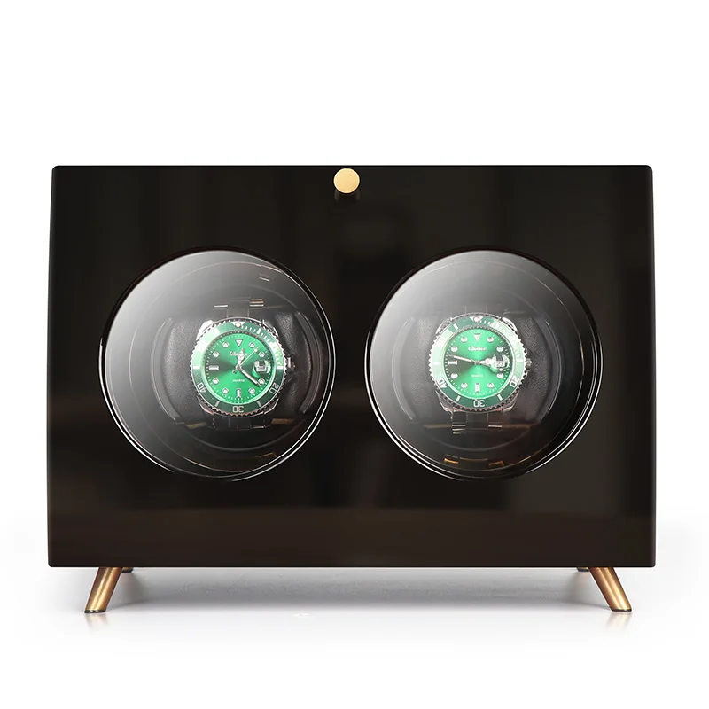 Automatic Premium Piano Lacquer  Luxury Watch Winder Box Smart Gyro orbit High Quality Custom Display  Grain Drower Black 2 Slot