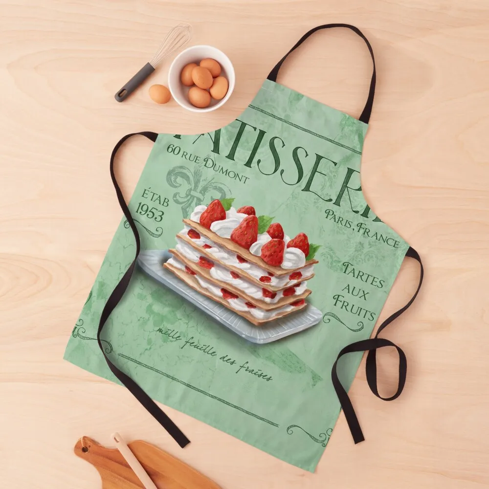

French Patisserie Art, French Decor, Strawberry Pastry Apron Kitchen For Men Kitchen Things And For Home barber men Apron