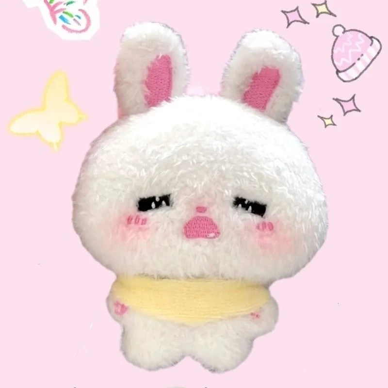 9cm Kawaii Squinting Eyes Powder Blusher Bunny Soft Cute Plush Toy Key Pendant desktop Decoration Bag Pendant Cute Gift