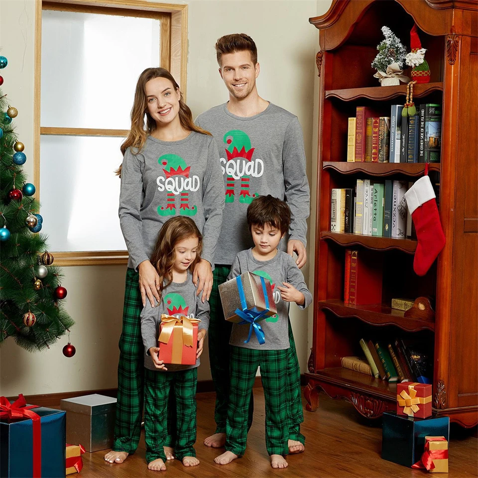 Letter Print Christmas Family Matching Pajama Sets Mother Kids Pyjamas Parent-child Sleepwear Cotton Couple Look Loungewear - Image 2