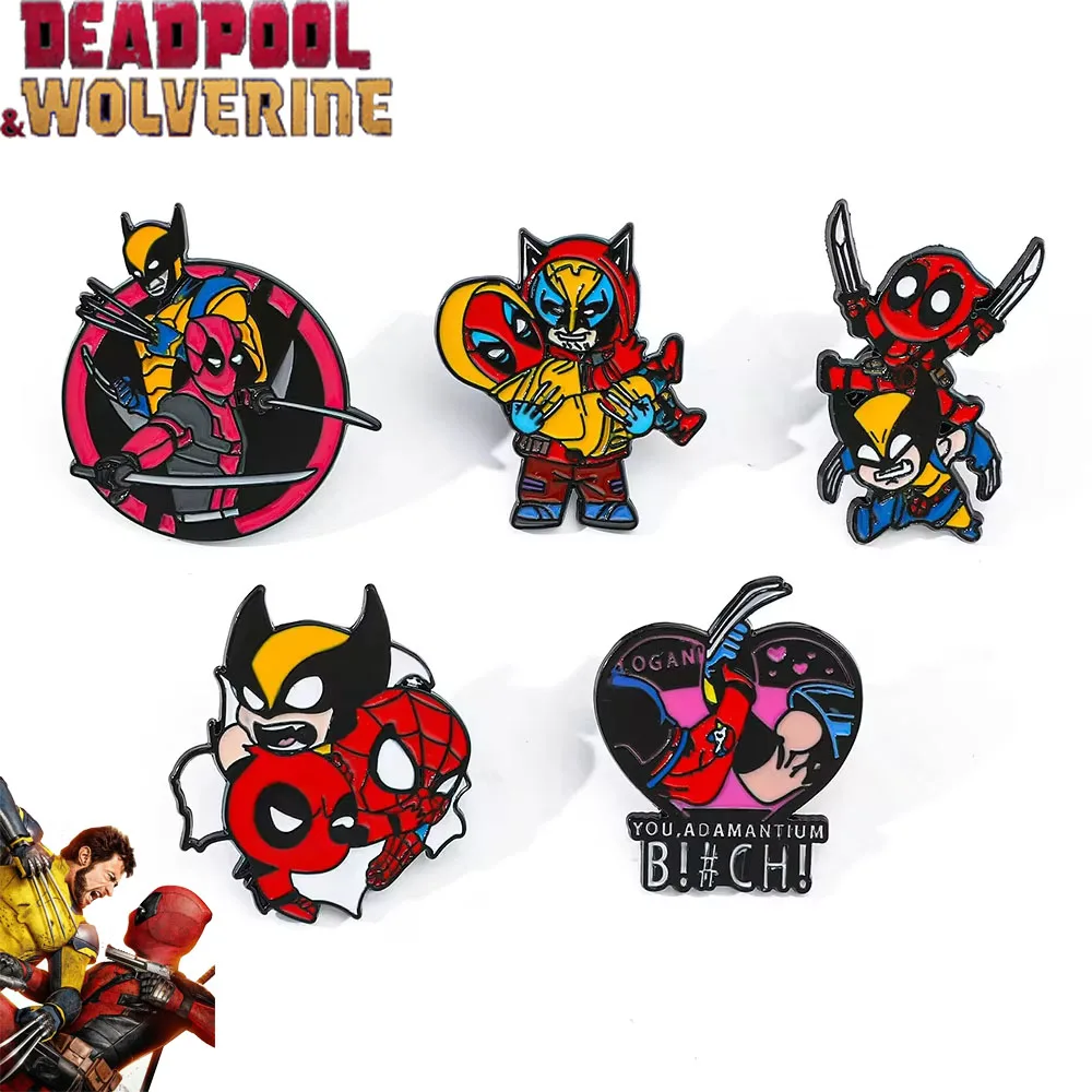 5styles Movie Deadpool & Wolverine Anime Cartoon Brooch Creative Cute Enamel Pin Metal Badge Clothing Backpack Accessories Gifts