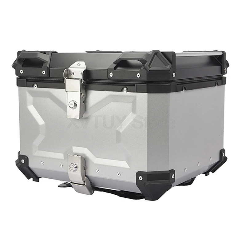 Caixa superior traseira da motocicleta lateral 36l 45l 50l 55l 65l 80l mala de bagagem tronco armazenamento liga alumínio para viagens tamanho grande universal