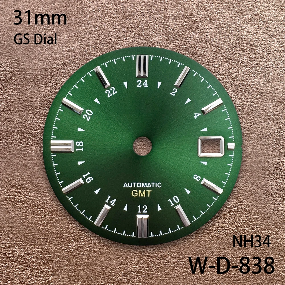 Esfera GMT con logotipo S/GS de 31mm, adecuada para movimiento japonés NH34/NH35, accesorios de modificación de reloj de alta calidad