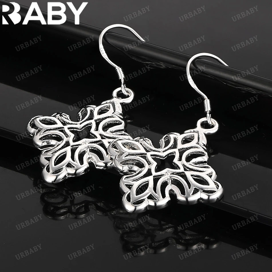 

URBABY 925 Sterling Silver Earrings Square Hollow Drop Earrings For Women Jewelry Fashion Party and Daily Wear