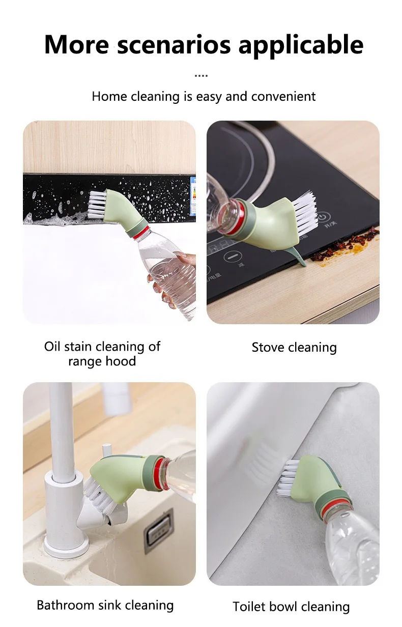 Creative multifunctional wet and dry brush, cleans corners and gaps, can be connected to mineral water bottles