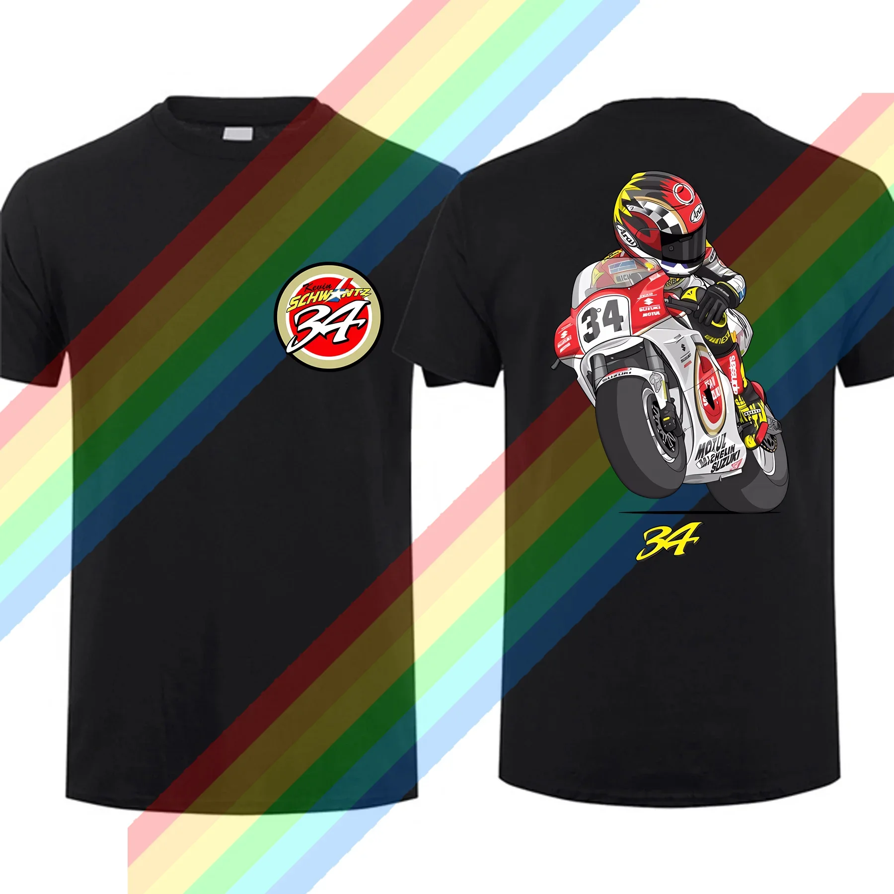 

2024 Kevin Schwantz 34 1993 GP T-Shirt New Summer Men Short Sleeve GS Adventure Sport Casual Man Motorcycle T shirt Very cool