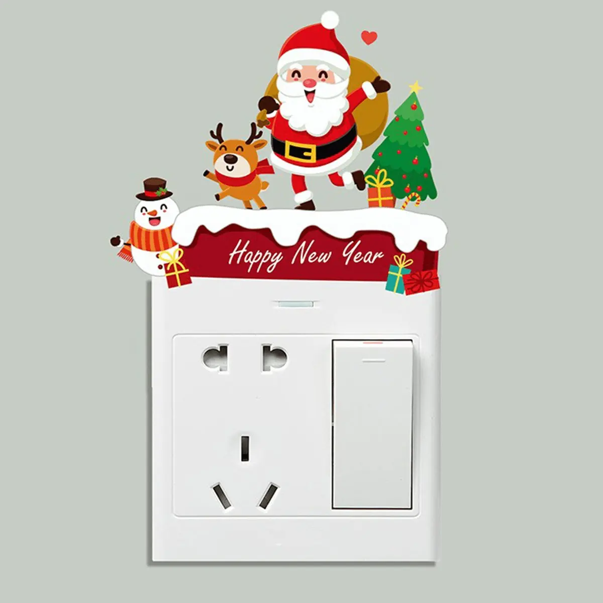 1Pc Christmas Light Switch Sticker, Santa Claus Stickers Christmas Decorations for Home 2024 Gifts Navidad Noel New Year 2025