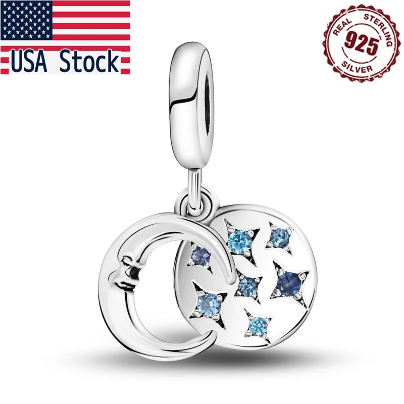

MISEFF 2025 925 Sterling Silver Star Moon Beads Pendant Original Charms Bracelets Jewelry Women Birthday Party Gift Making