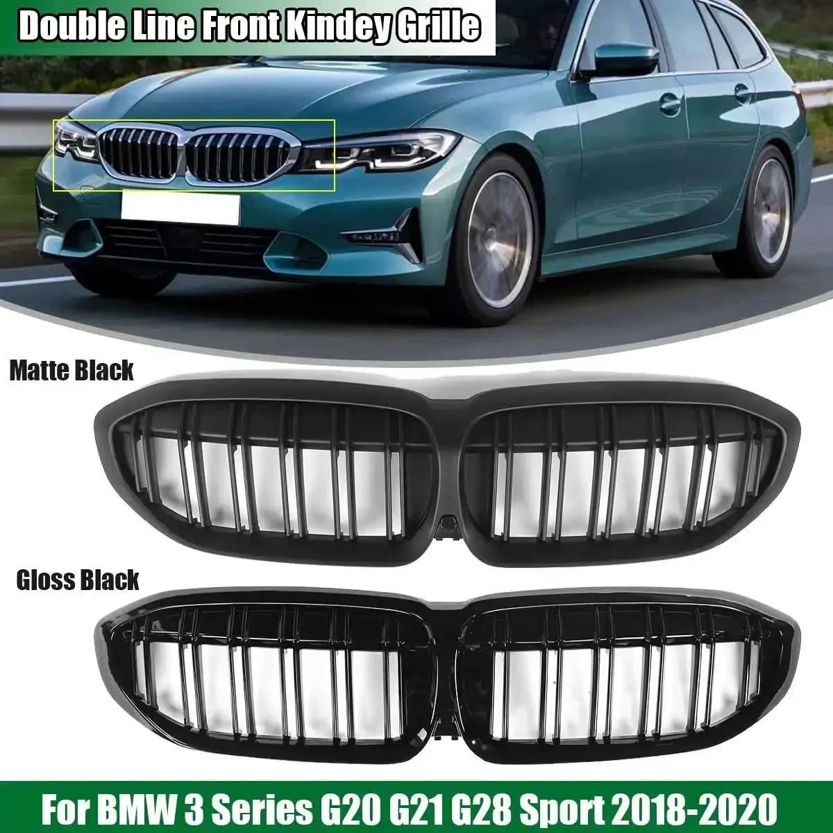 Front Kidney Grill  Racing Grille For BMW 3 Series G20 G21 G28 Sport 2018-2020 Front Bumper Kidney Grill Car Accessiors