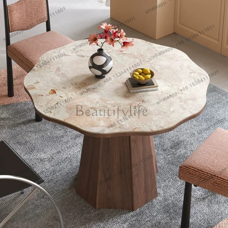 FG Luxury rock slab antique home dining table high-end restaurant petal round tables kitcjen tables simplicity pliante furniture