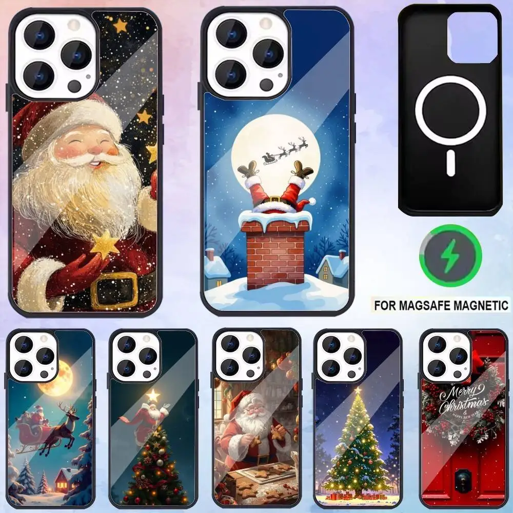 

Santa Claus Phone Case For iPhone17,16,15,14,13,12,11 Plus,Pro Max Magnetic Magsafe Wireless Charging