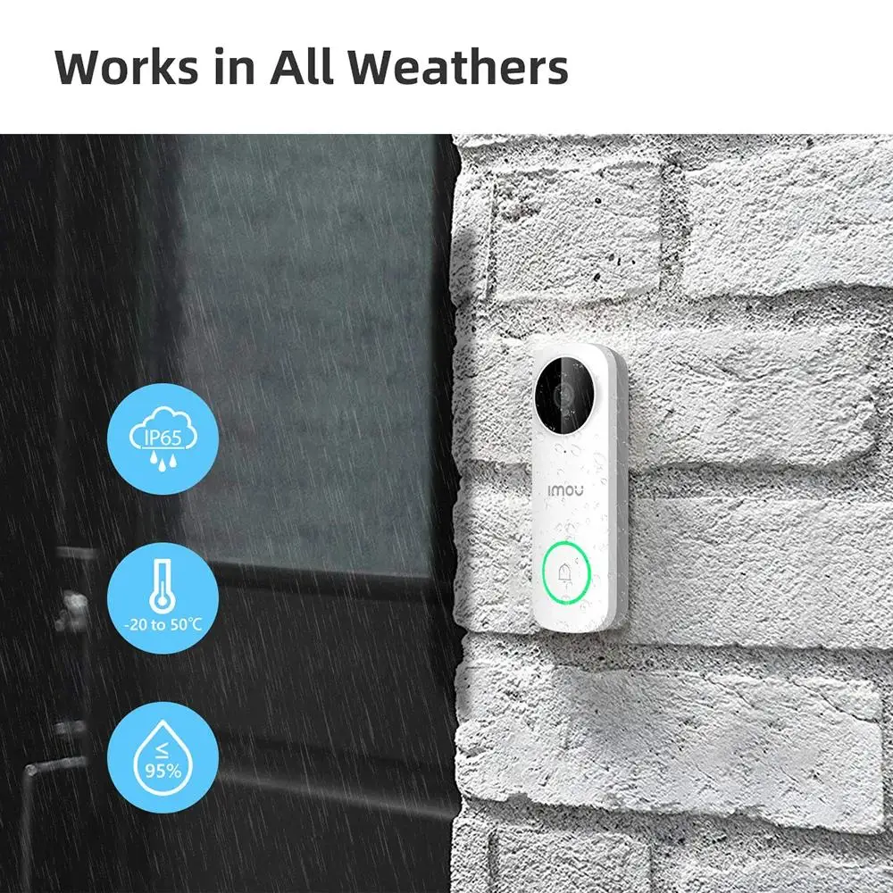 Imou-QHD Video Intercom para Casa Inteligente, Campainha WiFi 5G, Detecção Humana, Funciona com Alexa, Assistente do Google, Cartão SD, DB61i, Novo,