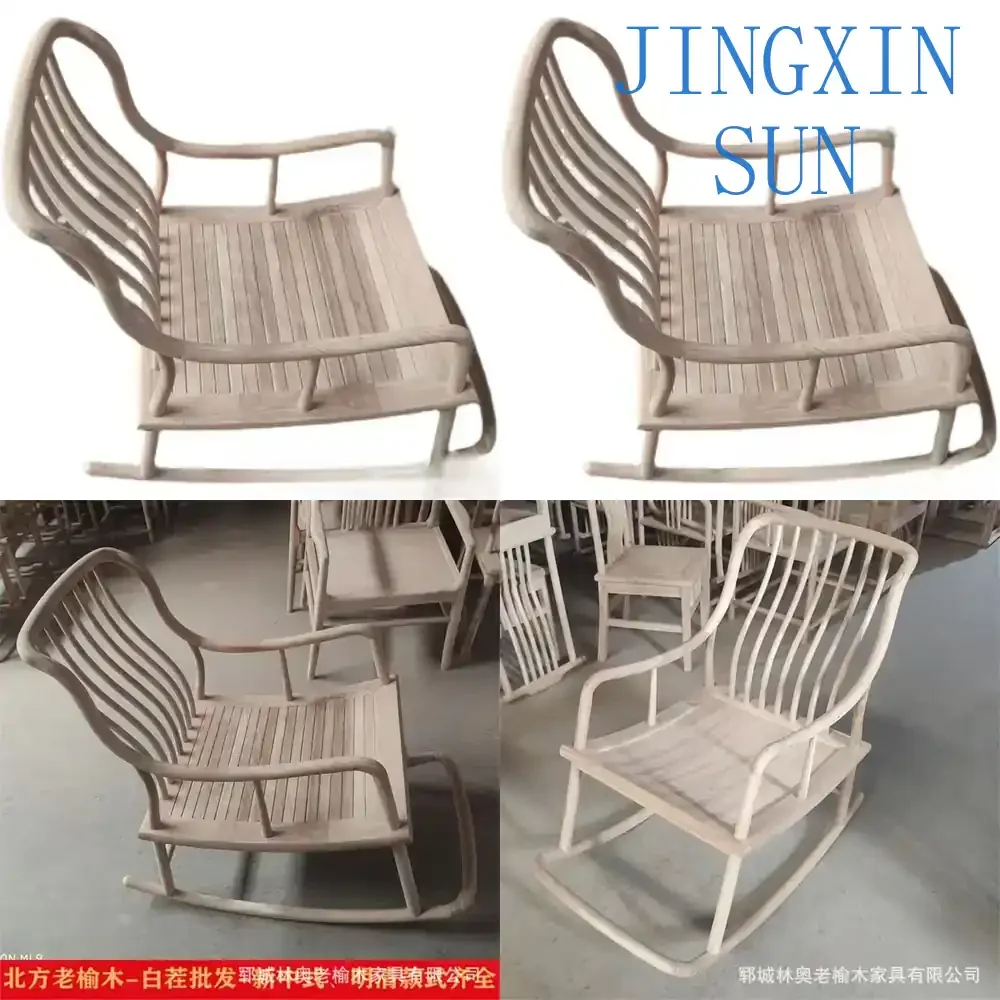 Chinese Rocking Chair for Balcony Lounge Relaxation for Elderly Adults Weathered Old Elm Recliner Lazy Back Chair for Lunch